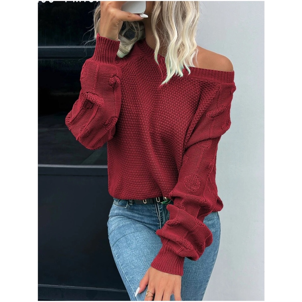 Cozy Dusty Pink Knit Oversized Sweater Top - Picture 5 of 10